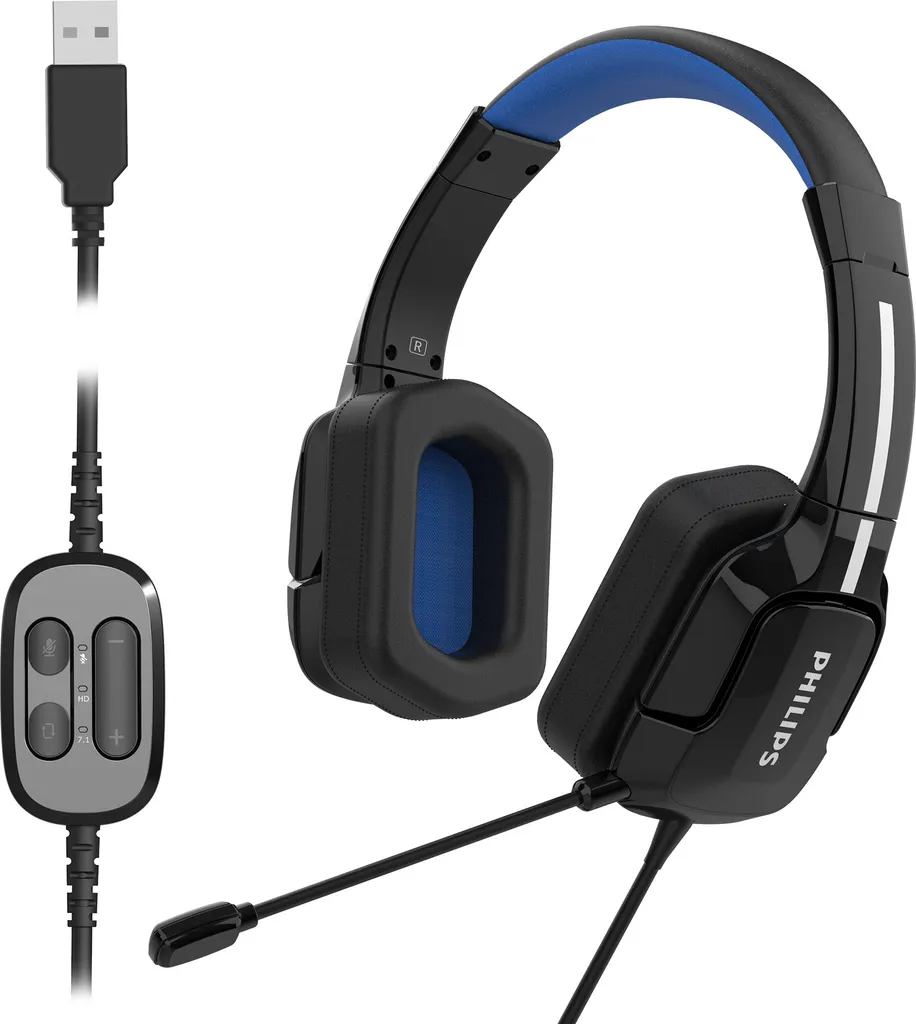 Casque Gaming Philips TAGH401BL/00 : Confort et Clarté Audio USB