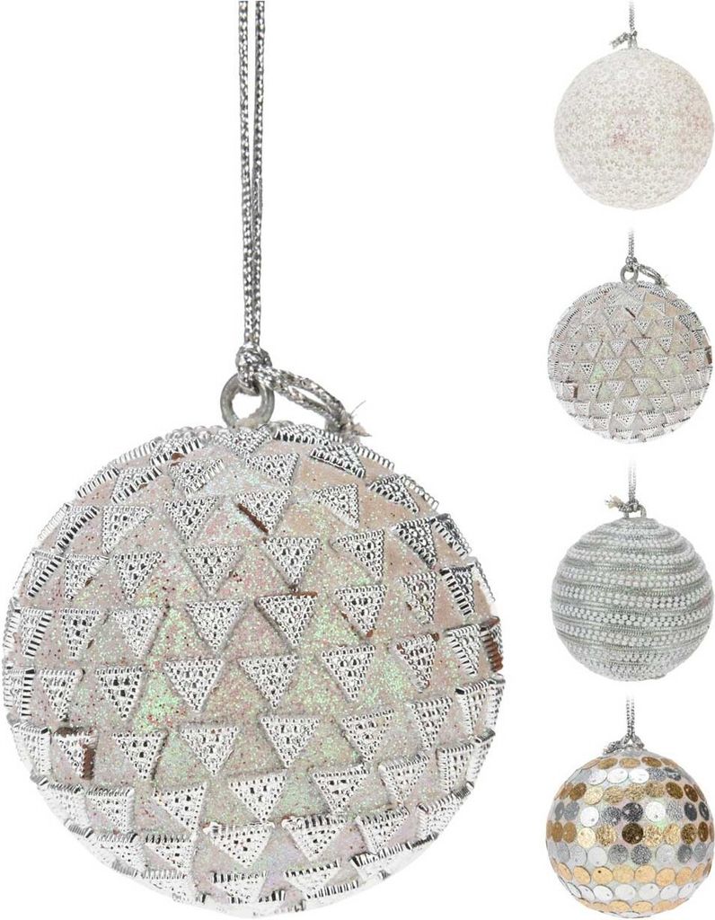 H&S Decoration Christbaumkugel 7 cm 12 Stk. gold silber weiß Weihnachten Dekoration
