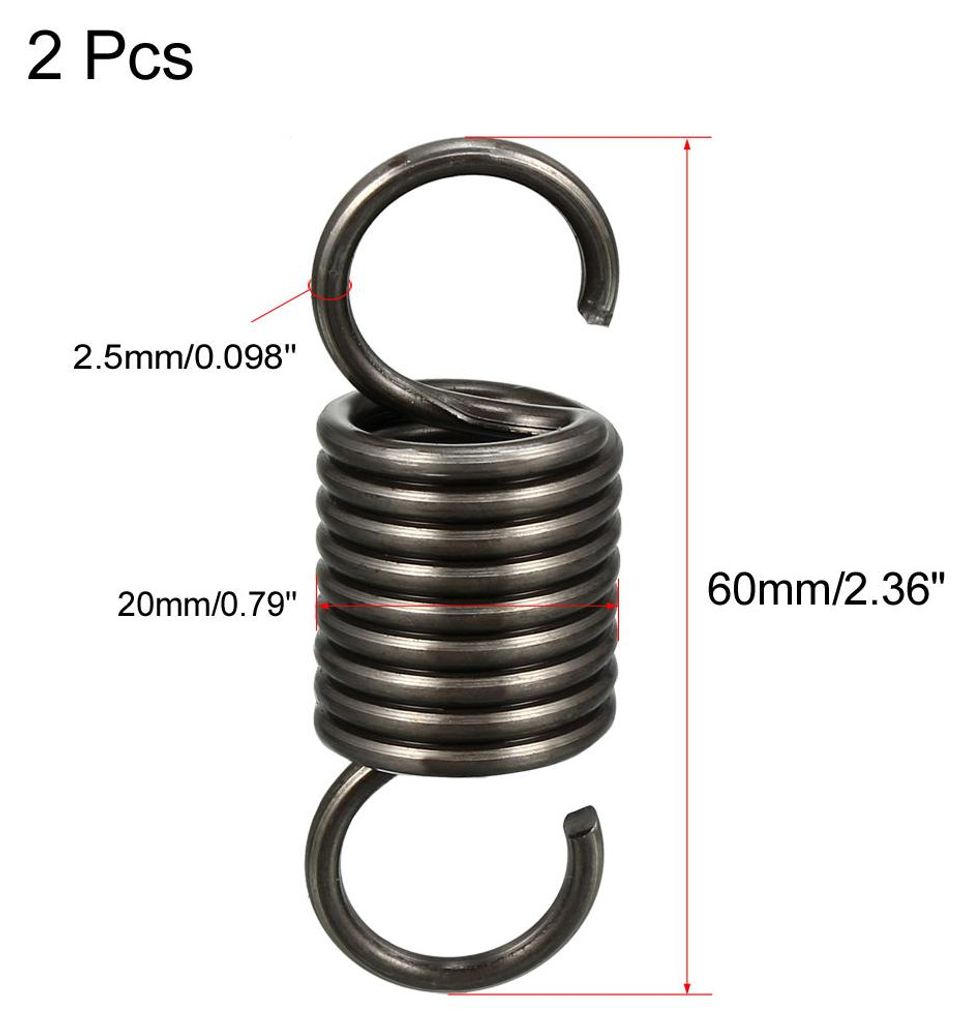 2 Stš¹ck Spannfeder Drahtdurchmesser 0,098", OF 0,79", Freie L?nge 2,36" Federstahl Kleine Doppelhaken Zugfeder