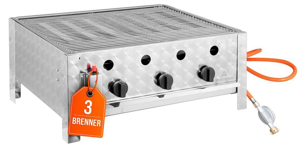 GastroHero Gas Tischbräter mit 3 Brennern, 10 kW, Produktbild 
