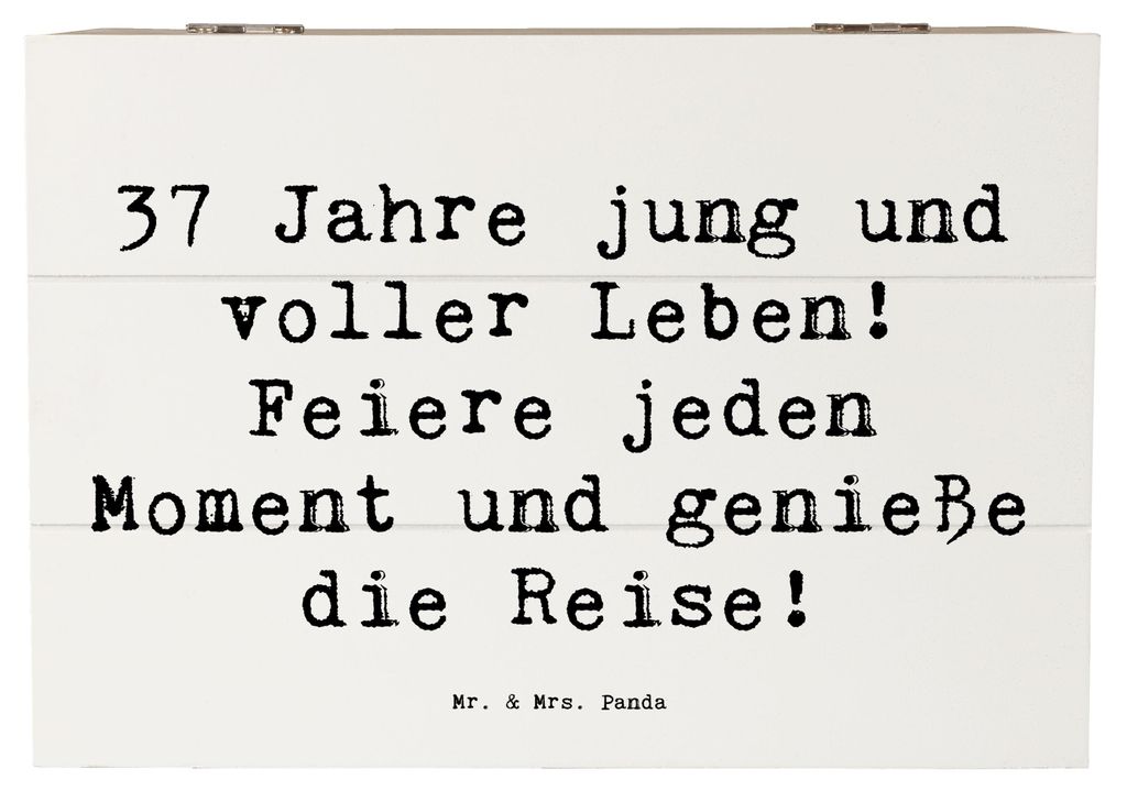 Mr. & Mrs. Panda Box Spruch 37. Geburtstag Lebensfreude 22 x 15 cm - Weiß - Geschenk, Geburtstagsgeschenk, truhe holz, handgefertigt, Jubiläum, H...