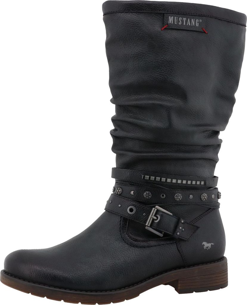 Mustang Damen Stiefel Riemen mit Nieten und Schnalle 15M0052003, Größe:38 EU, Farbe:Blau
