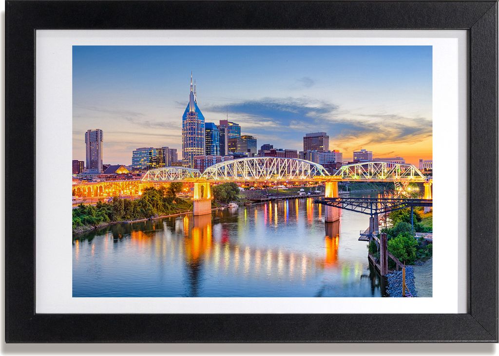 Bild 30x20 MDF-Rahmen, Wandkunst Brücke Tennessee USA