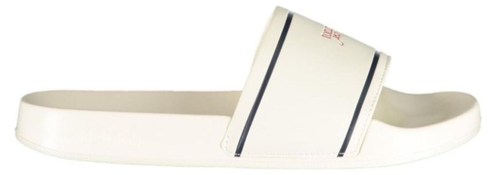 Stylische Damen-Pantoffeln in Weiß mit Logo und Druckmuster
