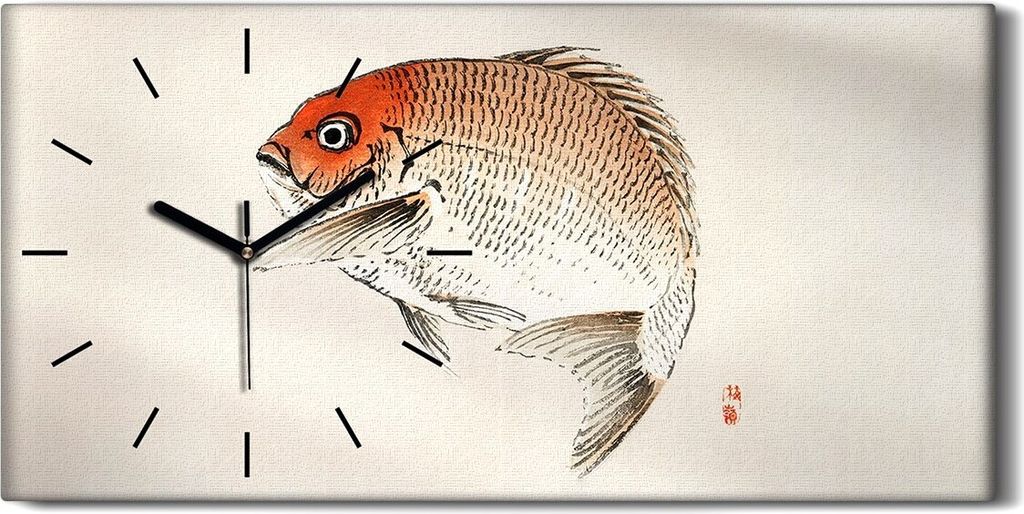 Dekor Leinwand Uhr Wandbilder 60x30 Malerei Asiatische Tier Fisch Kunst - schwarze Hände