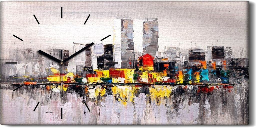 Küchenuhr Bürouhr Leinwand Uhr Geräuschlos 60x30 New York abstrakte bunte Wasser - schwarze Hände