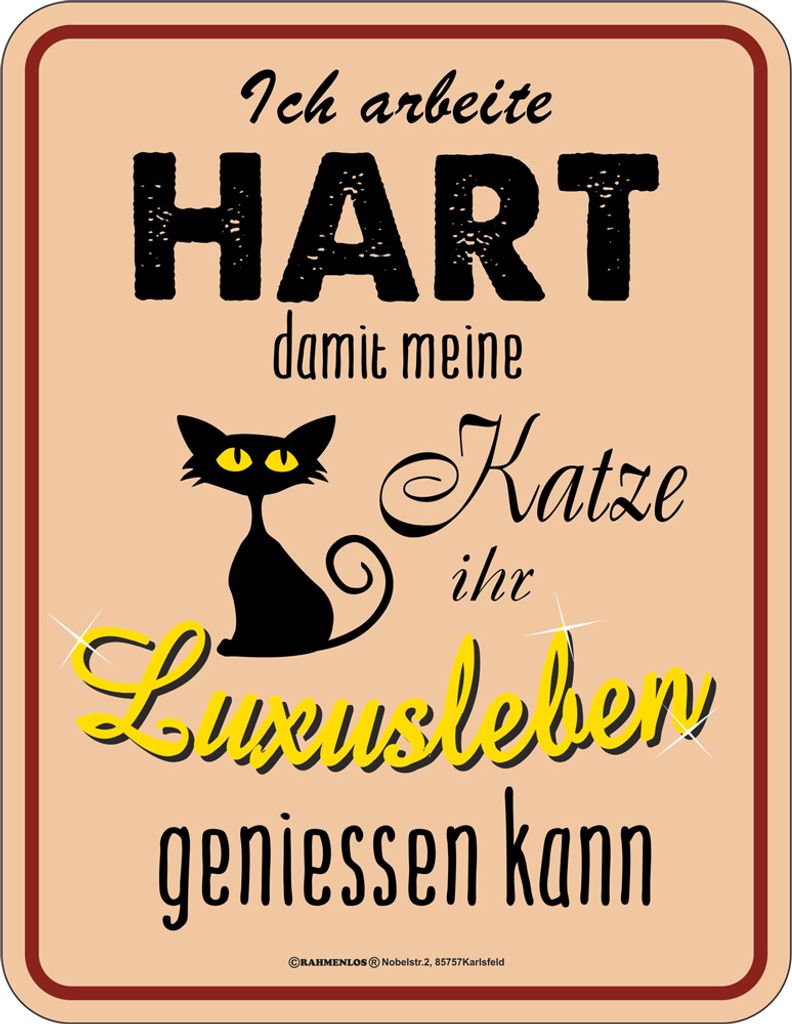 Luxusleben Katze - Fun-Schilder - Blechschild Produktbild 