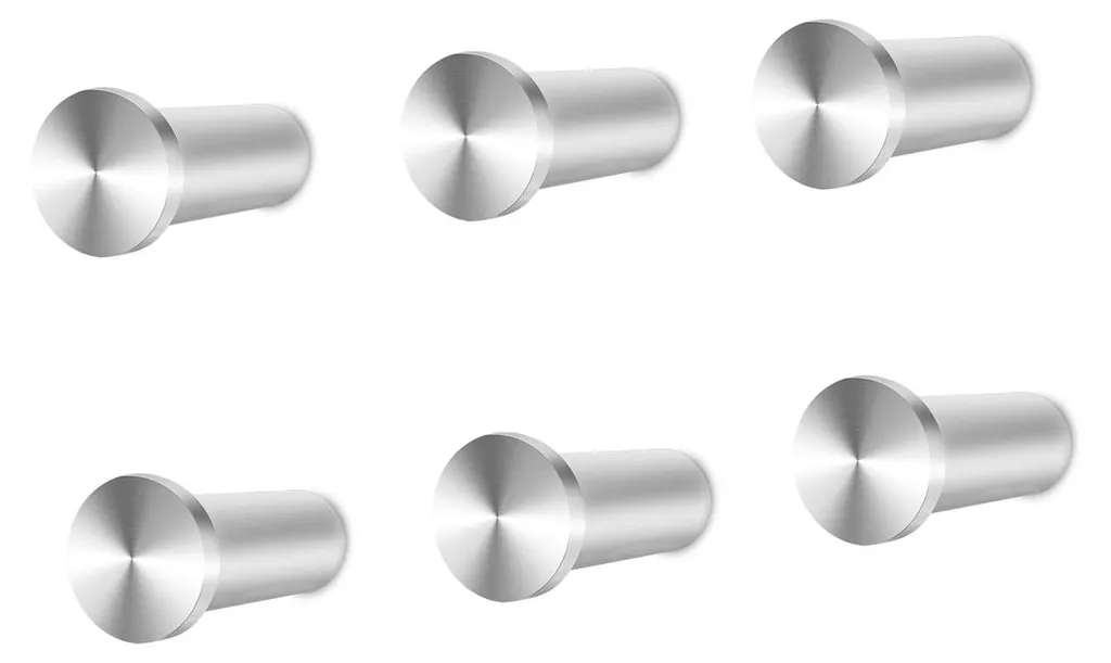 Patères de Salle de Bain en Inox SUS304 Argent pour Serviettes - 6 Pcs