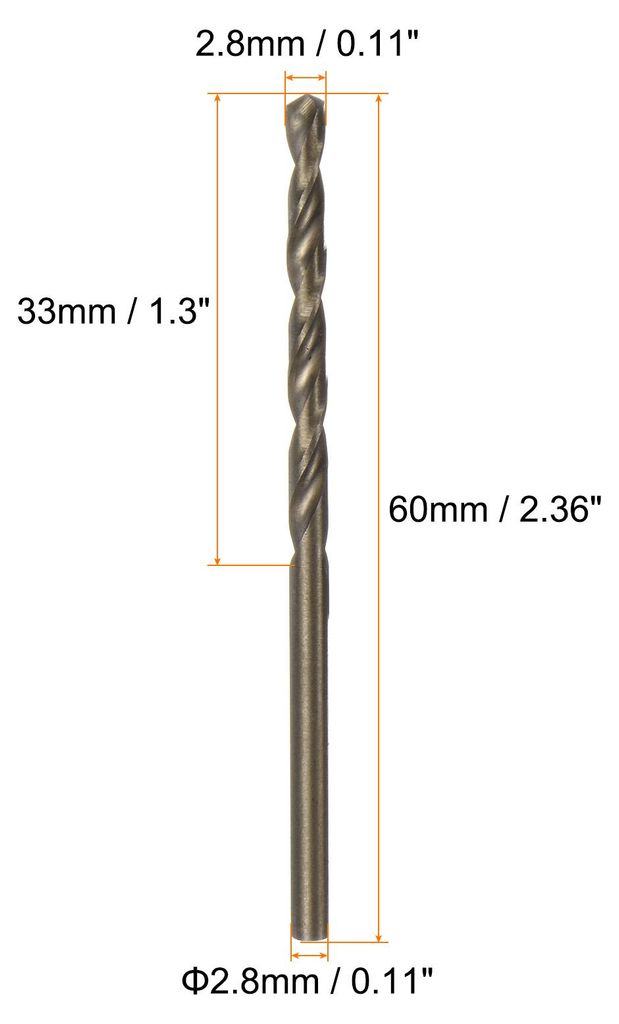 10 Stš¹ck Metallbohrer 2,8 mm M35 HSS Cobalt Spiralbohrer Werkzeug fš¹r Edelstahl, Kupfer, Holz, Kunststoff und andere harte Materialien