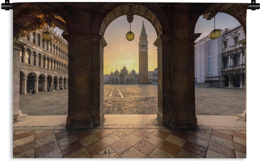 MuchoWow Wandteppich Wandbehang Italien - Platz - San Marco 90x60 cm Tapisserie Dekoration Wandtuch - Wandskulpturen - Bildteppich