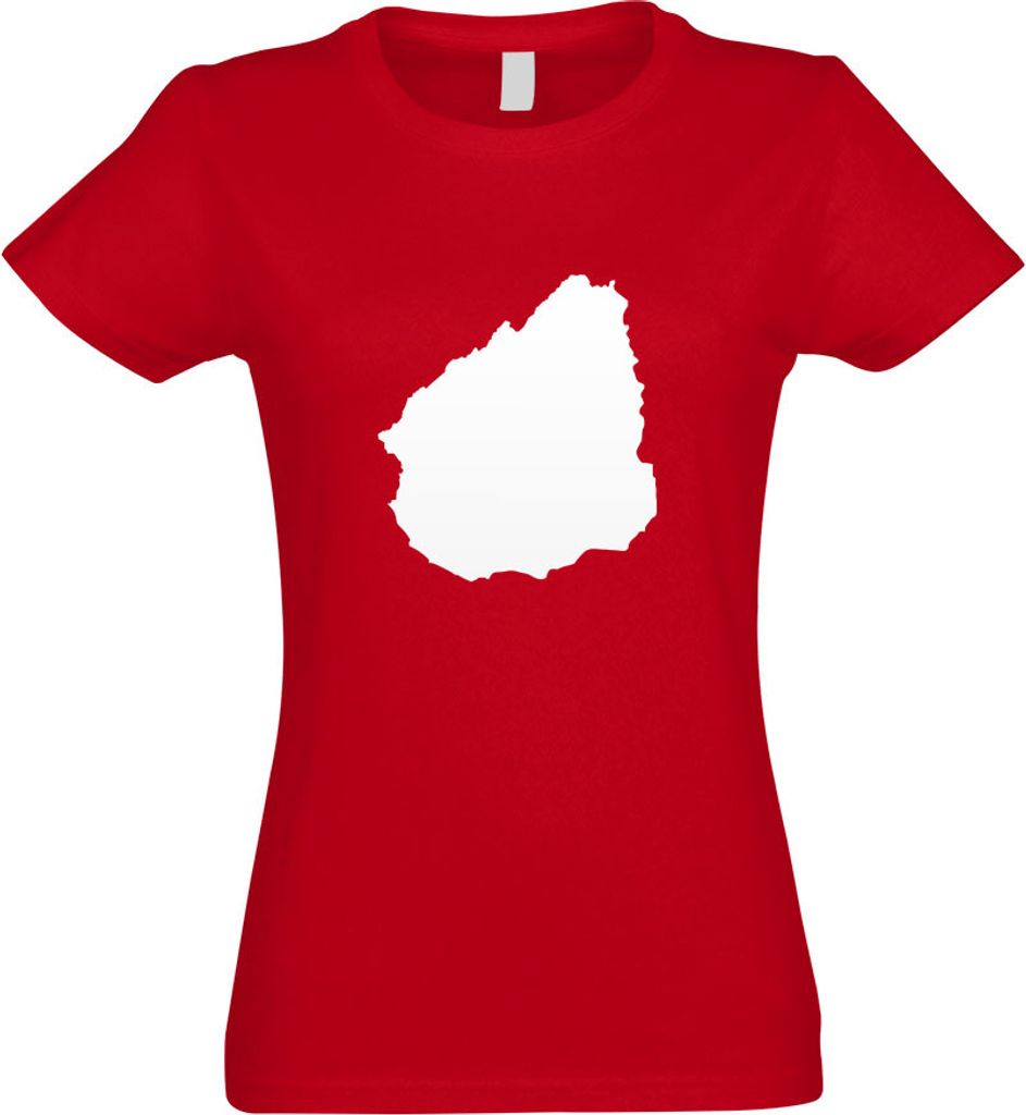 Kiwistar - T-Shirt tailliert - Damen - rot - Uruguay Umriss Kontur - mit Motiv Bedruckt - Funshirt Design - Sport - Freizeit - Damen - XXL