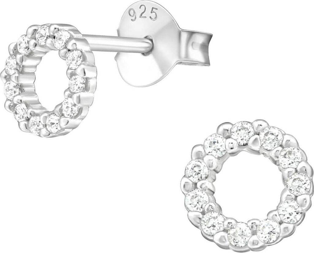 Ohrringe Ohrstecker 925 Sterling Silber mit Kreis mit Zirkoniasteinen
