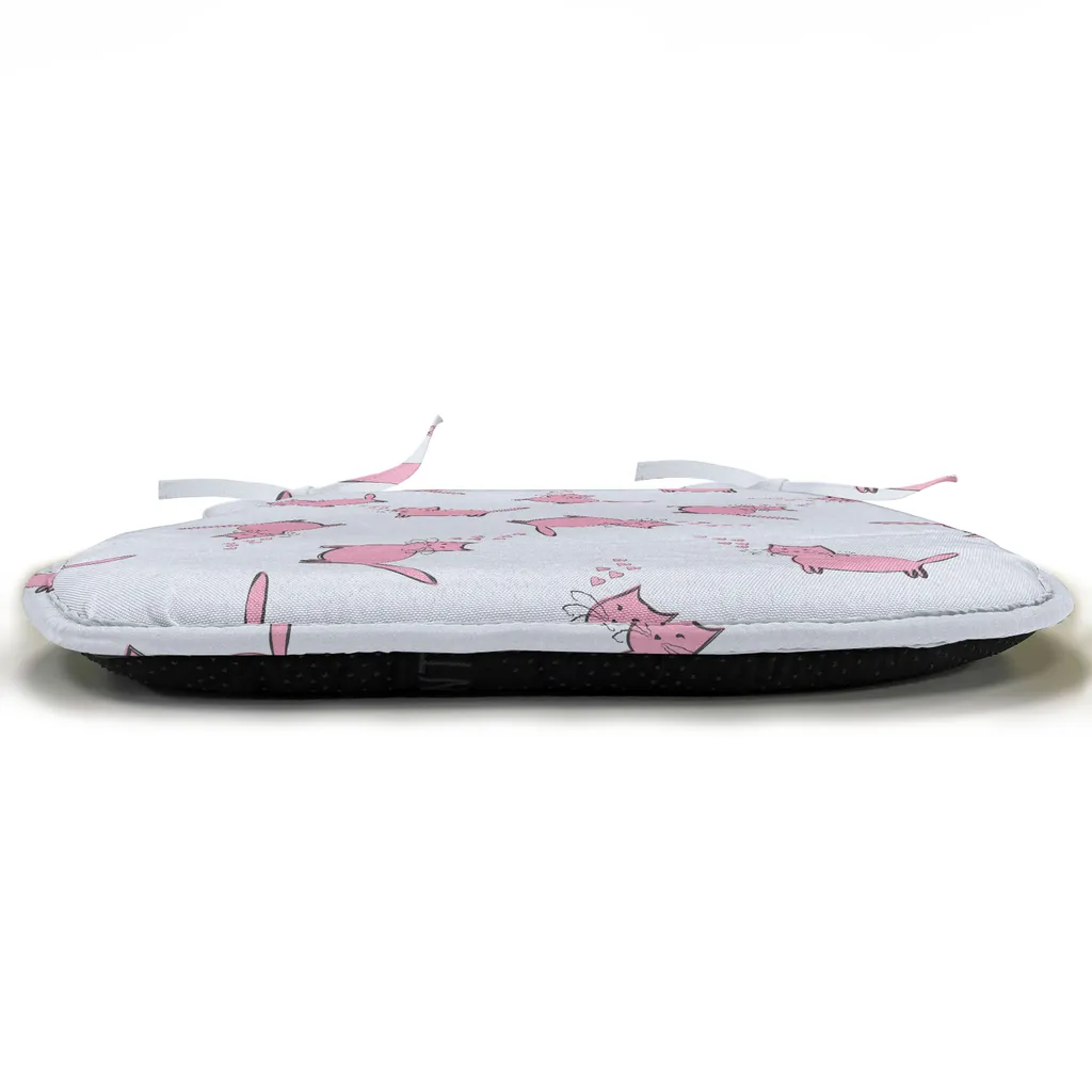 ABAKUHAUS Amanti dei gatti Imbottitura per sedie da sala da pranzo, Romantici gattini rosa, Cuscino decorativo impermeabile con cinturini per sedie da cucina, 40 cm x 40 cm - Confezione da 4, Grigio chiaro Rosa - 6