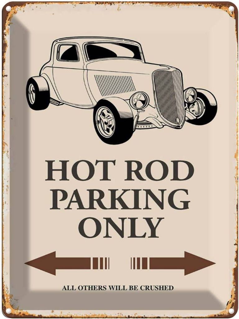 vianmo Blechschild 40x30 cm Hot rod Parking only all others