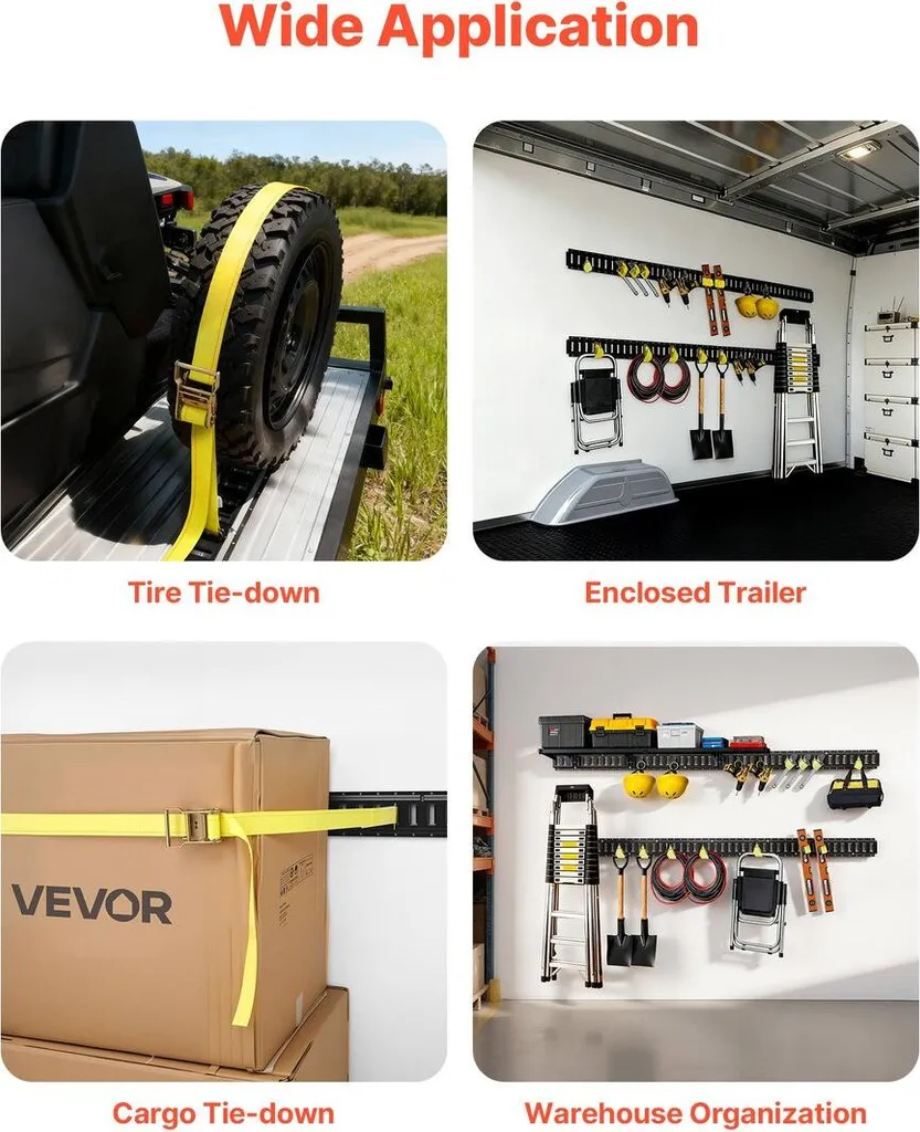 Kit Rails d'Arrimage E-Track 2,3m avec 26 Accessoires et Sangles - 6