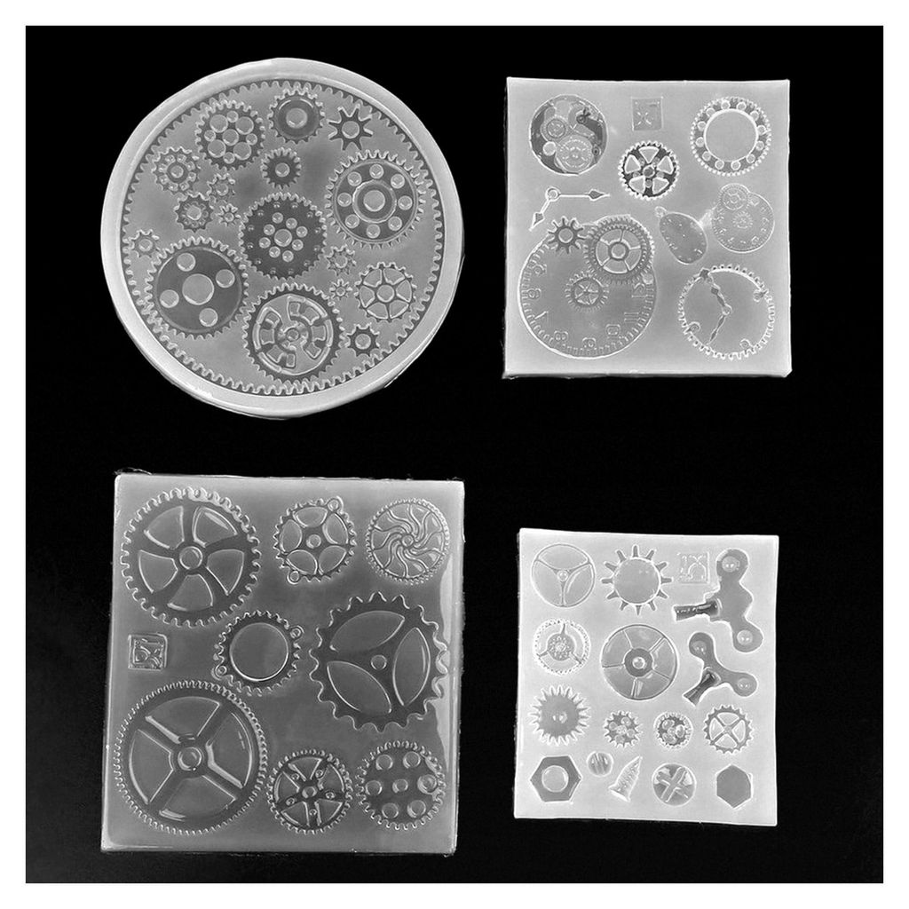 4-teiliges Silikon-Set in Zahnradform, 3D-Silikonform für Schokolade, Fondant, DIY, Harz, Schmuck, Anhänger, Dekoration für Zuckerbäckerei, Kuc...