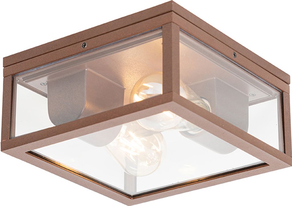 QAZQA - Design Industrie I Vintage I Außen Deckenleuchte I Deckenlampe I Lampe I Leuchte rostbraun IP44 2-flammig - Charlois I Außenbeleuchtung -...