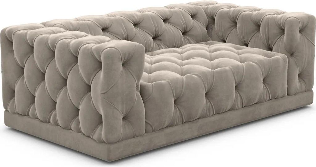 Samtstoff 2-Sitzer Couch Meliva Taupe