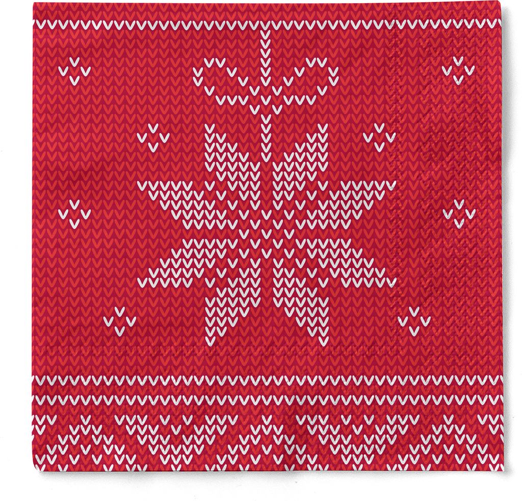 Tissue Serviette Mick in Rot-Bordeaux, 3-lagig, 33 x 33 cm, 100 Stück - Mank - Weihnachten Kreuzstich-Design