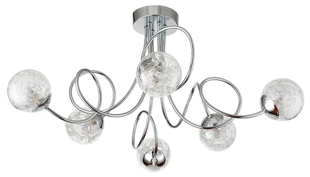 Plafonnier métal chromé 6 bras AURIA Endon dimensions 30x71x71 cm G9
