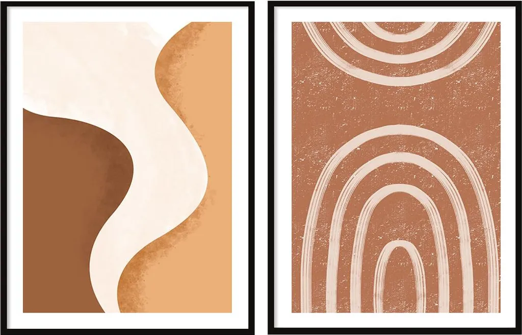 Habillez vos Murs Vides avec ce Set 2 Tableaux Beige Boho 53x73cm