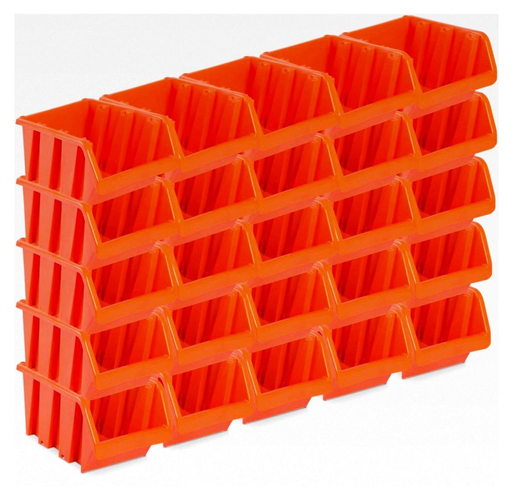 25 Sichtlagerboxen Größe 3 - Rotbraun (19,5 x 12 x 9 cm) - Stapelbar - Wandmontage - Polypropylen