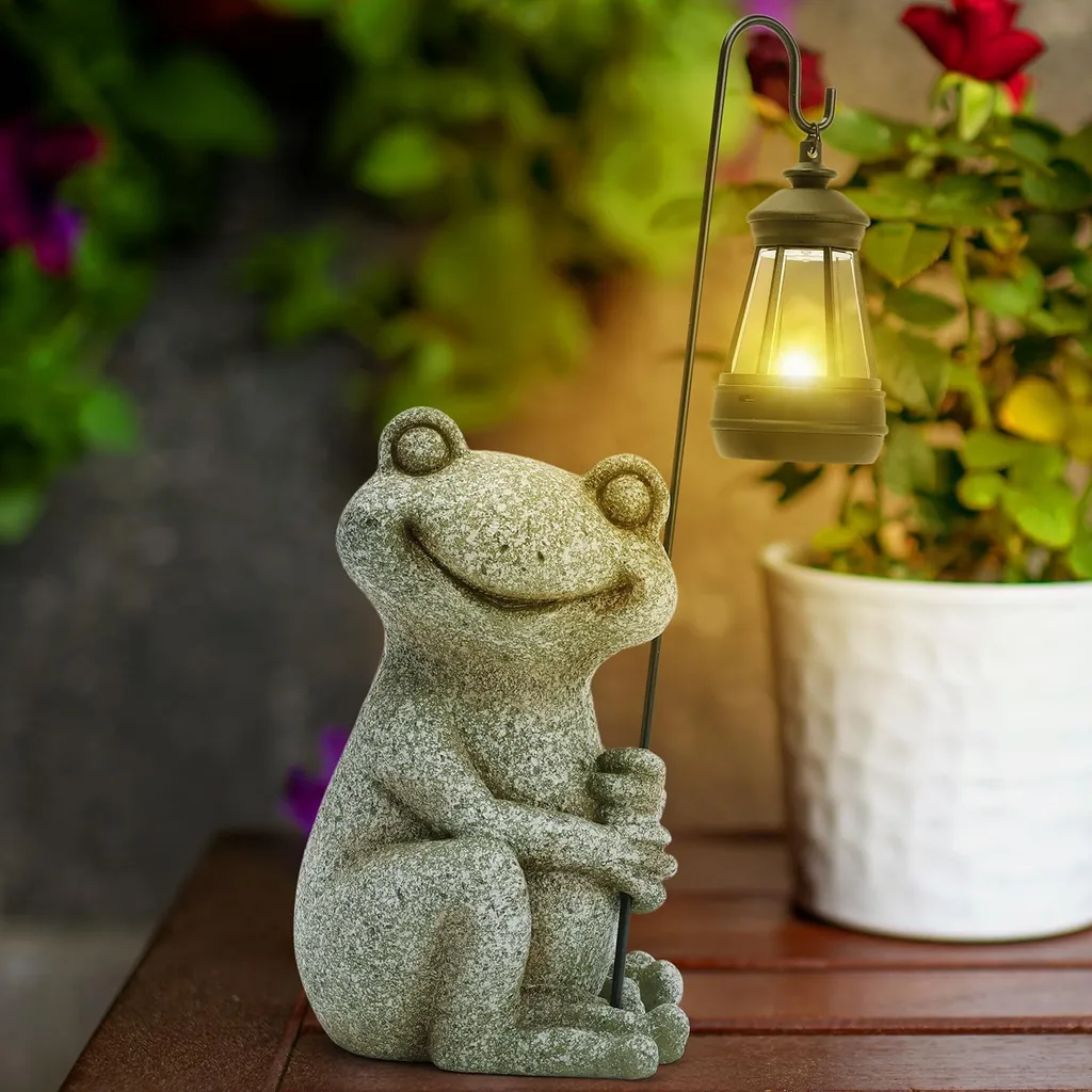 Figurine de jardin grenouille à énergie solaire, décoration de pelouse