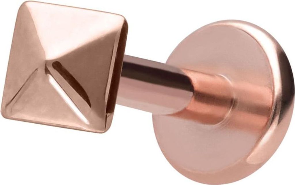 Ohrpiercing, Nasenpiercing Titan Labret mit Innengewinde PYRAMIDE RoséGold Stablänge: 7mm | Stabstärke: 1,6mm