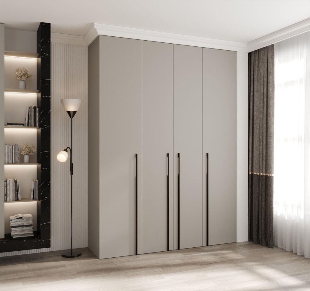 Kleiderschrank mit Regalböden 180/50 LORENA 3 - Kaschmir / Schwarz
