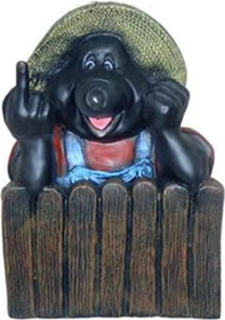 Figurine de jardin Taupe Fuck You avec salutation amusante en résine
