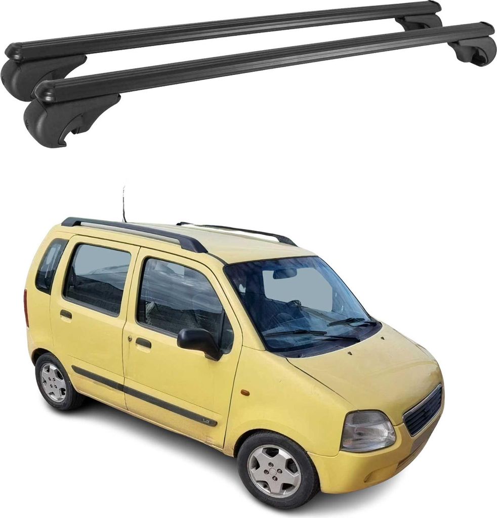Dachträger für Suzuki Wagon R+ 1997-2004 Gepäckträger Grundträger Alu Schwarz 2x