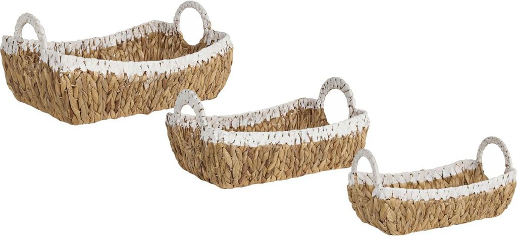 BELIANI Aufbewahrungskörbe 3er Set Natur aus Wasserhyazinthe Handgeflochten Handgefertigt Griffe Aufbewahrung für Regal Wohnzimmer Schlafzimmer Flur