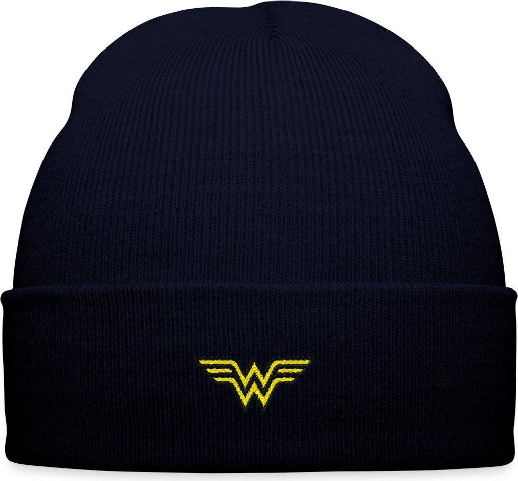 Spreadshirt DC Comics Wonder Woman original Logo Stick Bestickte Wintermütze, One size, Navy