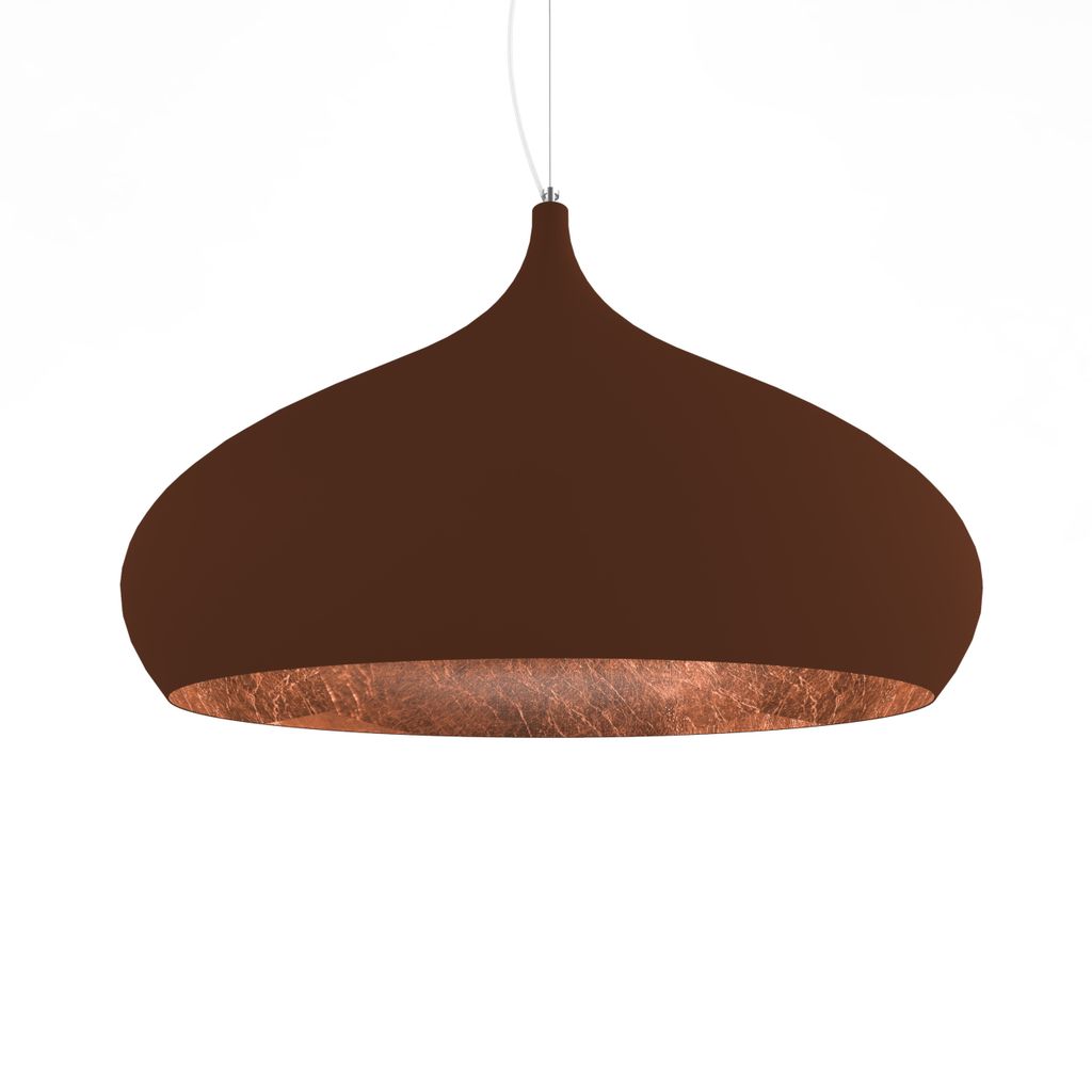 Calice Pendelleuchte, Blatt-Finish, gedrehtes Aluminium, Kelchform, E27, Ø 60 cm, H 55 cm