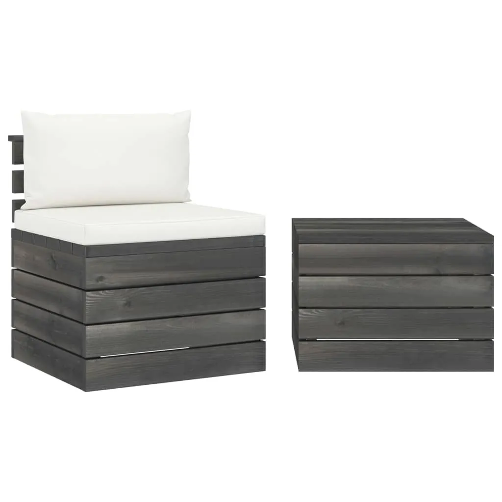 Set Divani Giardino 2 Pezzi Pallet Pino Massello con Cuscini - Offerta