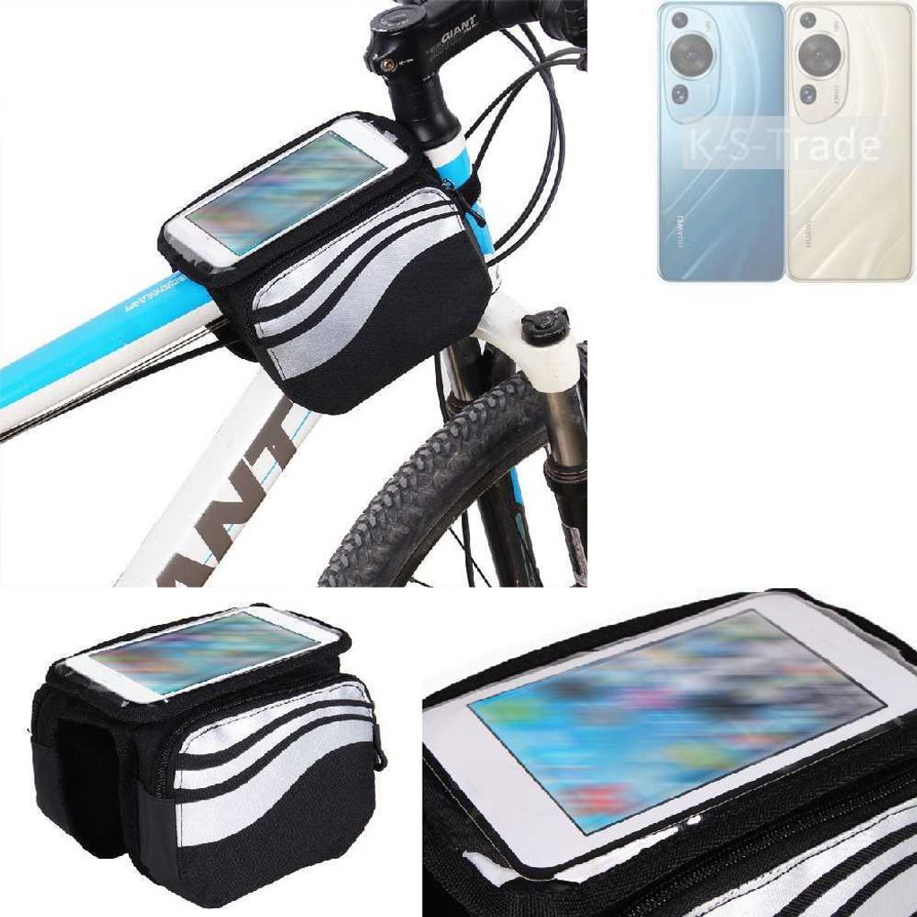 K-S-Trade Rahmentasche Fahrrad-Halterung kompatibel mit Huawei P60 Pro Rahmenhalterung Fahrrad Handyhalterung Fahrradtasche Handy Smartphone Halterung