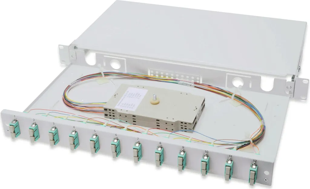 DIGITUS LWL Spleißbox 1HE - 12x SC DX OM3 Grigia per Reti Aziendali