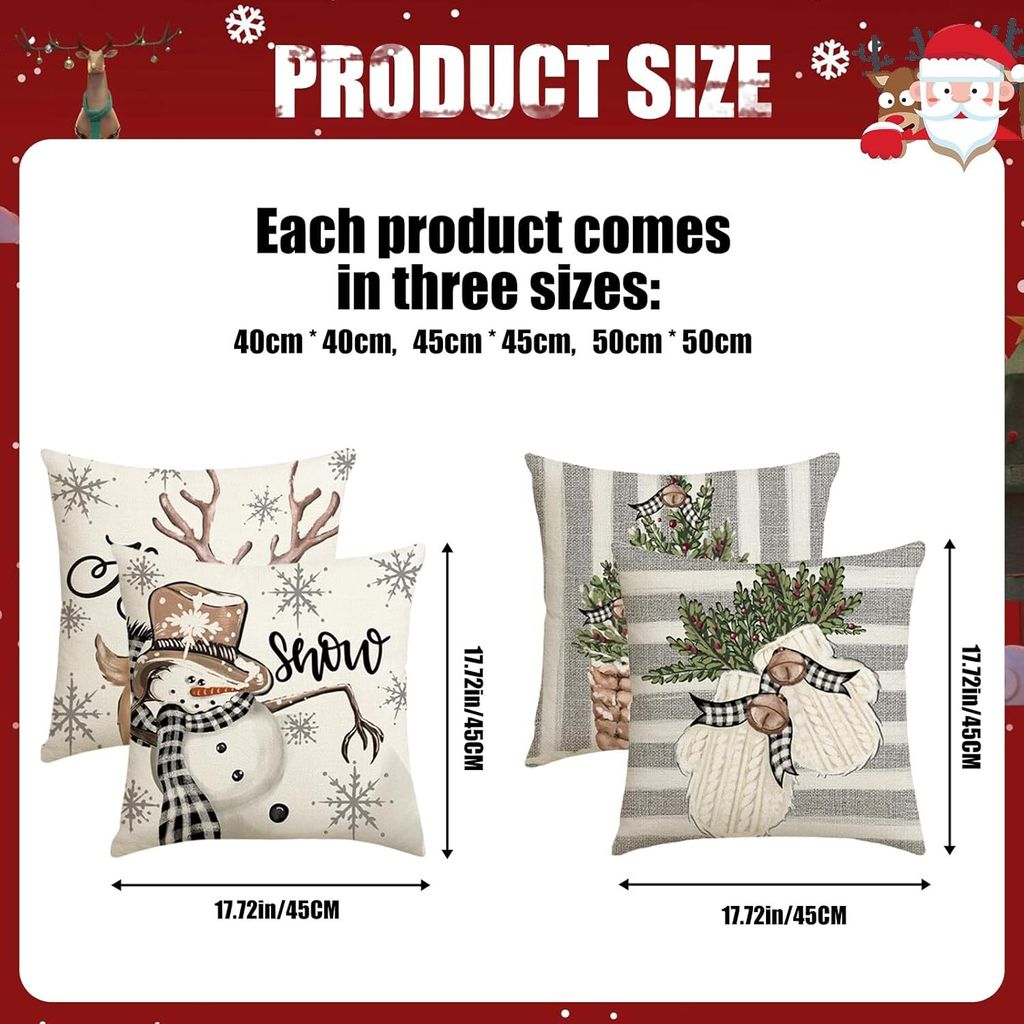 Weihnachtlicher Kissenbezug 30x50 Cm - Leinen Bezug Für Festliche Deko