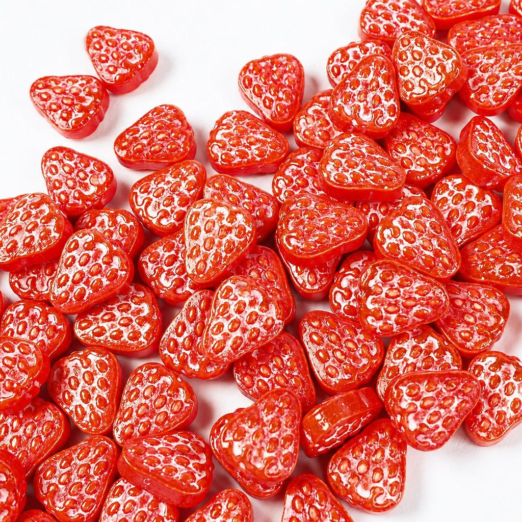 Streuselheld 3D Streusel Erdbeeren 40g rote 3D Zuckerstreusel in Erdbeeroptik als essbare Streudeko für Tortendeko, Cupcakes und sommerliche Kuche...