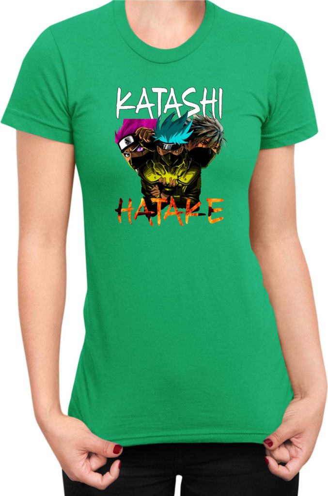 Damen T-Shirt Naruto Kakashi Hatake 09, Lady 2XL / Grün