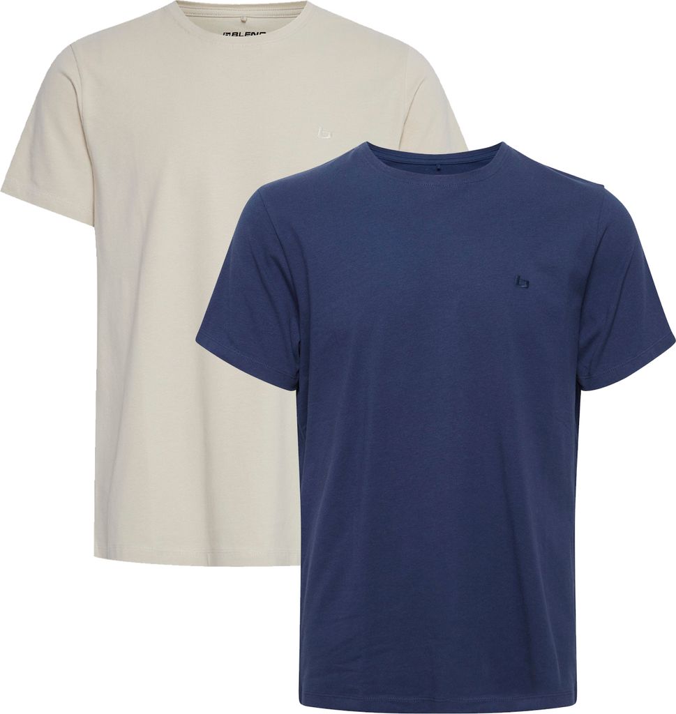 BLEND Rundhals T-Shirt 2-er Stück Pack Kurzarm Shirt Basic Set BHDinton Größe: M