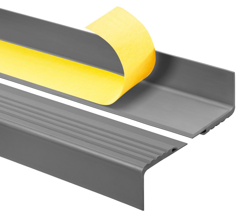 Treppenkantenprofil Selbstklebend 48x42 mm, Treppenprofil PVC für Treppenstufen, Treppenkantenschutz, Antirutsch, Abriebfest, PMW, dunkelgrau, 48x...