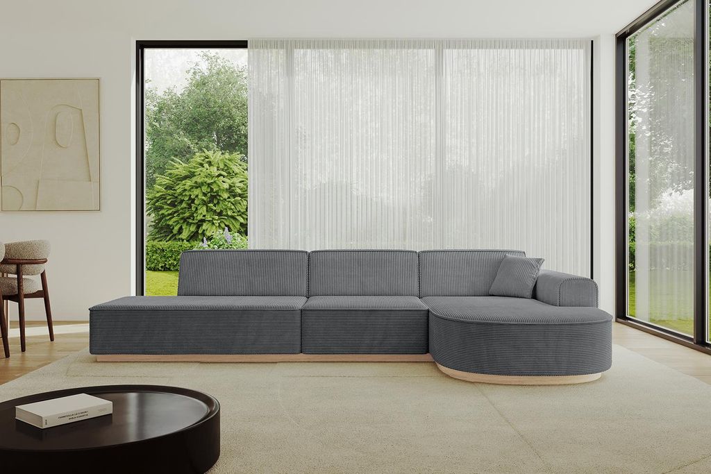 ALTDECOR Ecksofa in L-Form ARRIO-L2 - 328x171x83 cm Dunkelgrau - Corner Sofa Bett Eckcouch Couch Wohnlandschaft Cauchsofa