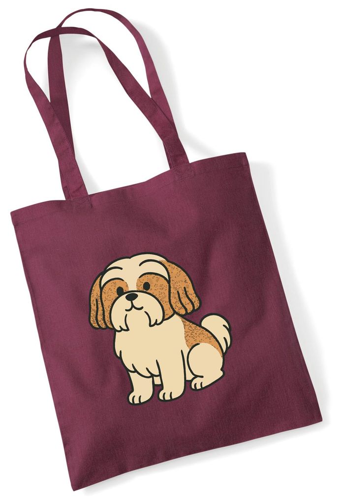 Huuraa Jutebeutel Shih Tzu Comic Shishi 10 Liter Burgundy Baumwolle Tasche Geschenkidee