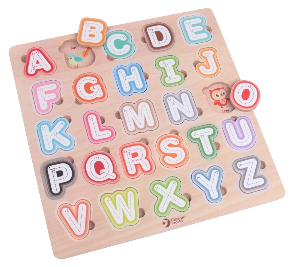 Puzzle abécédaire en bois pour enfant 27 pcs, jouet éducatif Montessori