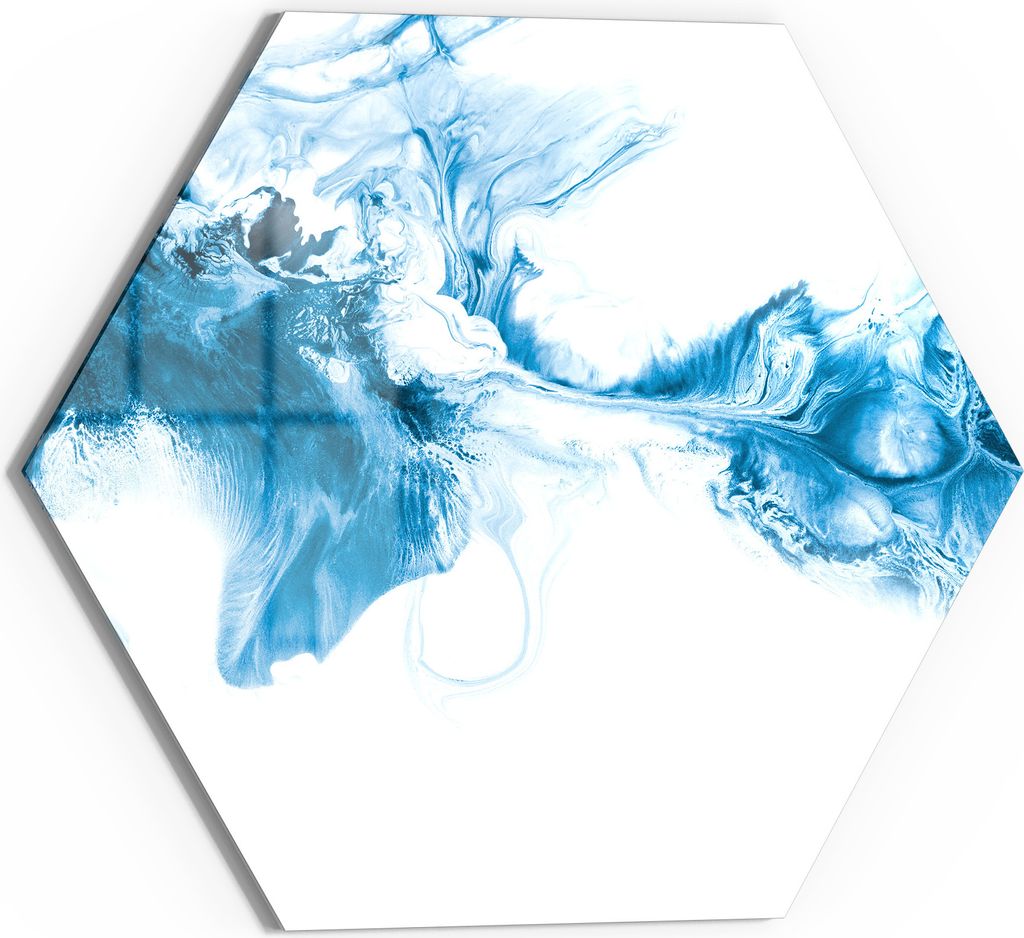 DEQORI Glasbild Echtglas 40x35 cm 'Blaue Meditation' Wandbild Bild modern Deko