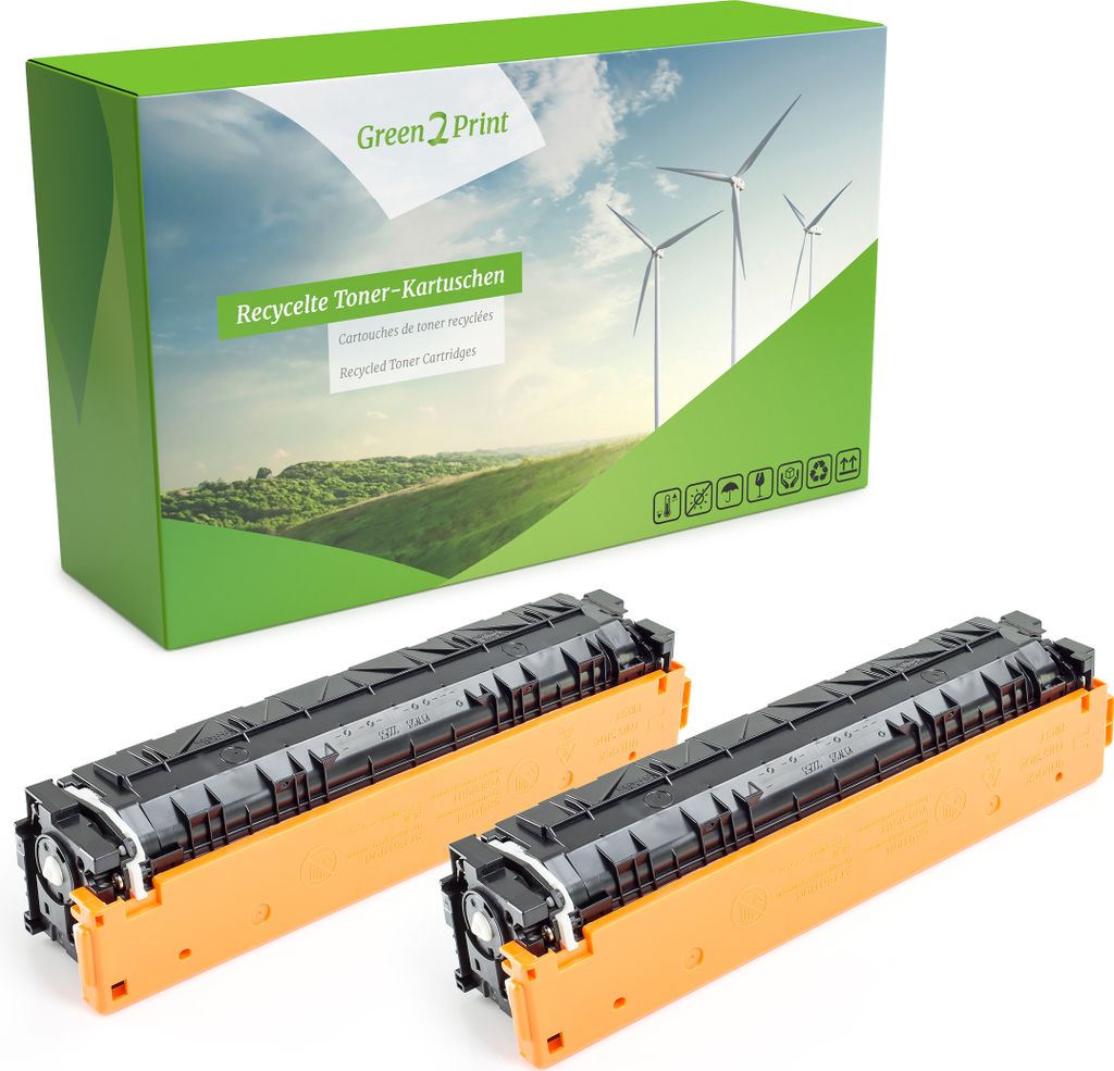 Green2Print Toner Doppelpack, 2 Kartuschen 2x 1100 Seiten ersetzt HP CF530A, 205A passend für HP Color LaserJet Pro MFP M180N, M181FW, Color Laser...