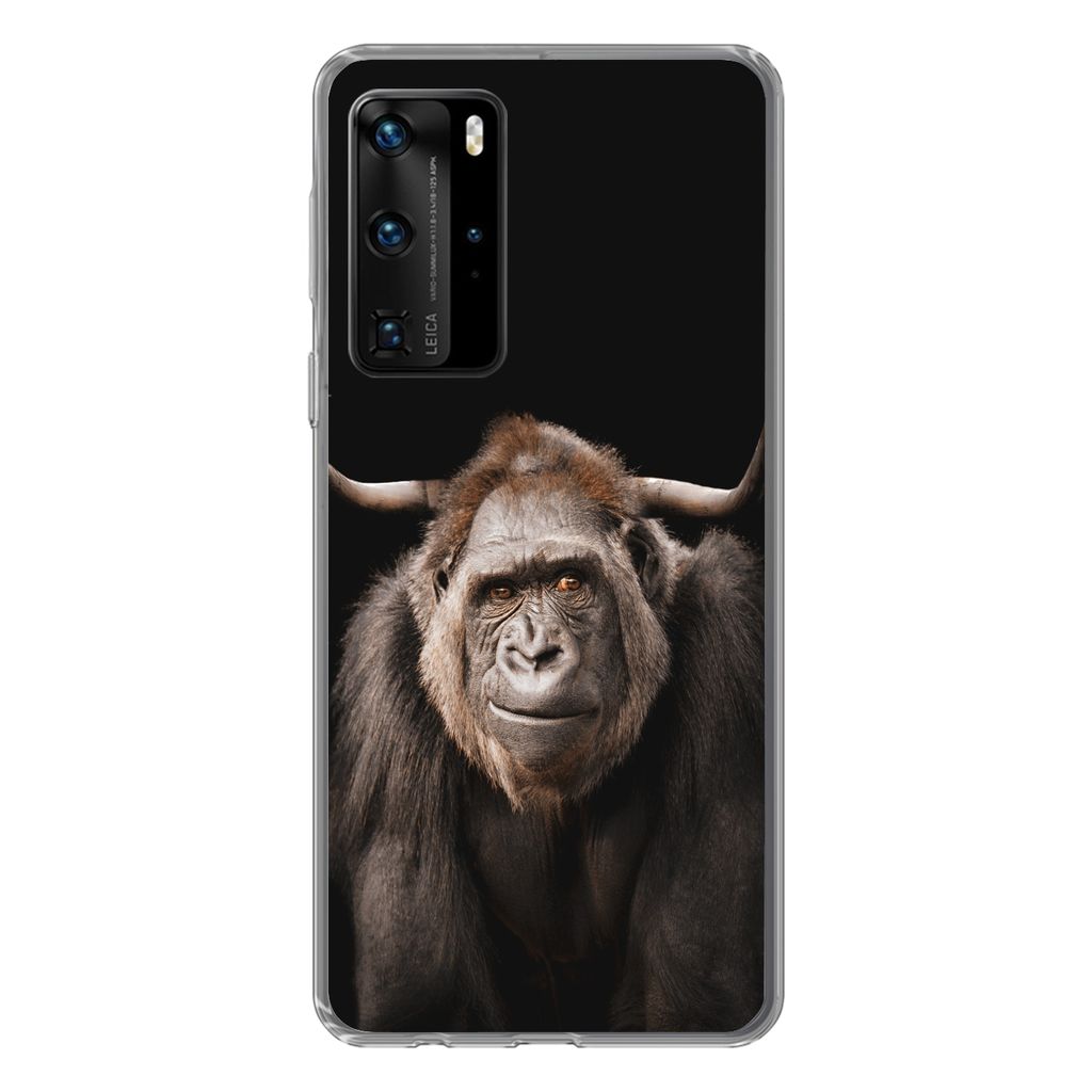 MuchoWow Handyhülle Schutzhülle Hülle für Huawei P40 Pro Affe - Schottischer Highlander - Schwarz Silikon Softcase Handy Hülle - Schutz