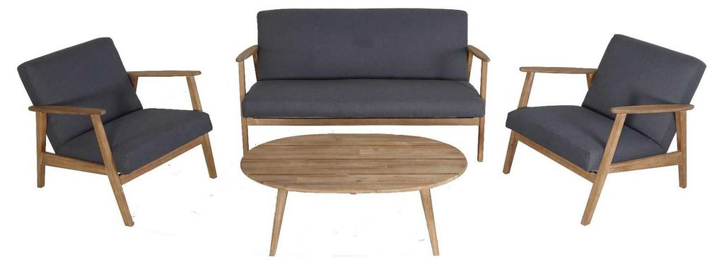 Narvik Lounge-Set | 4-teilig | Grau | Akazienholz