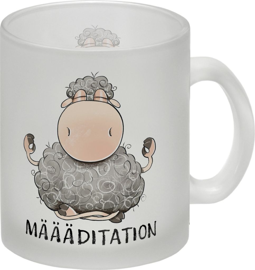 Schaf Glas Tasse mit Spruch MÄÄÄditation